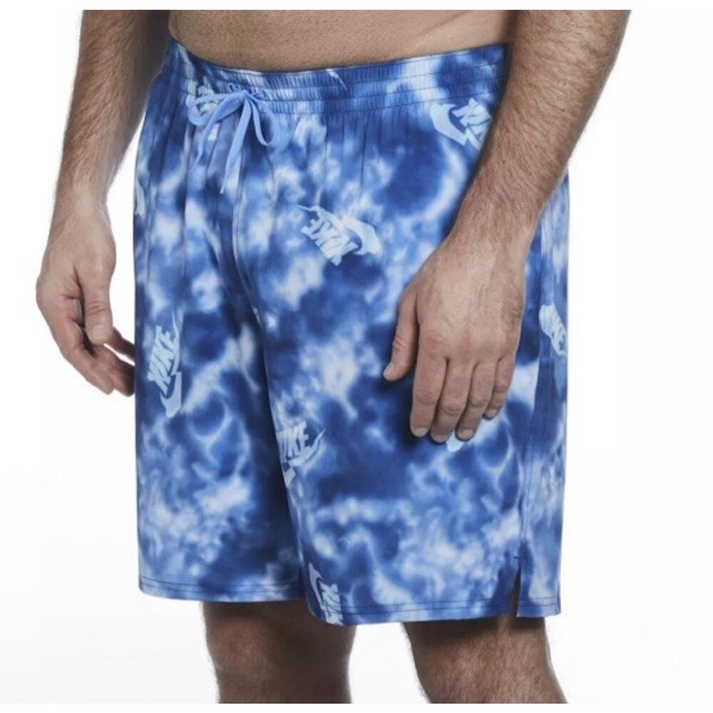 Nike Men's Water Blue Tie-Dye Volley Swim Shorts Trunks Pockets Lining Size 2XL